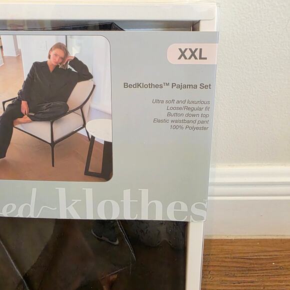 NEW black silky pajama set size 2XL - Picture 3 of 5